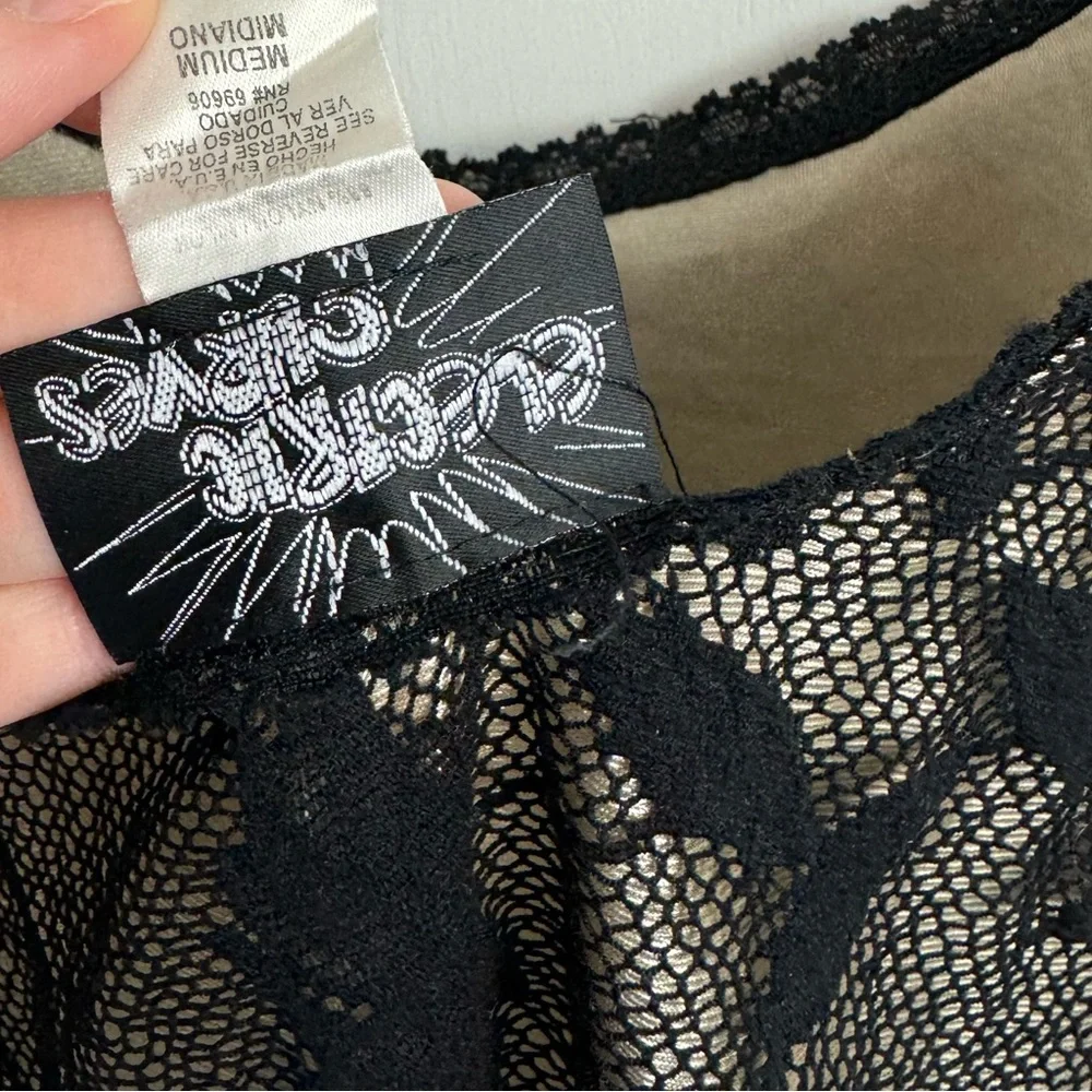 Vintage Y2K Black Lace Mesh Overlay Cami Tank Top Sz Medium - Picture 9 of 13